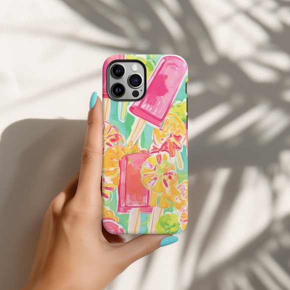 Summer Preppy Popsicle IPhone 16,15,14,13 (Pro Max,Pro,Plus) Cell Phone Case - Picture 1 of 12